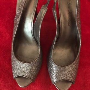 Lulu Townsend Silver Peep Toe Slingback Heels